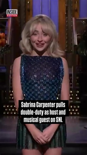 Sabrina Carpenter pulled double-duty as host and musical guest on #SaturdayNightLive over the weekend. The 26-year-old took the stage at 30 Rock in a sparkly cocktail dress before later appearing much more casual for her performance of her hit song, “Man Child,” which she sang into a hairbrush microphone. #SabrinaCarpenter | Inside Edition