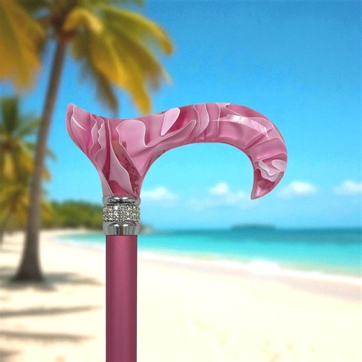 Pink Pearl Fashion Cane With Rhinestone Collar - Etsy