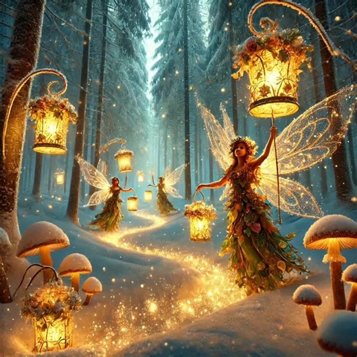 Magical Fairies Celebrating Christmas