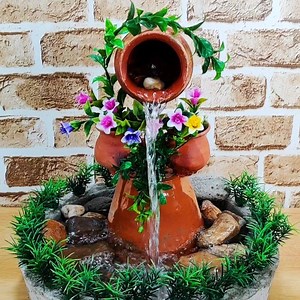 Beautiful terracotta waterfall fountain water fountain making at home | M Craft
