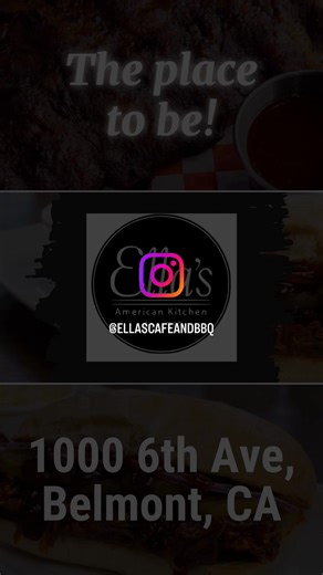Good food. Great vibes. Even better BBQ! 😋🔥 Come visit Ella’s Café & BBQ and taste the flavor everyone’s talking about! Dine in, take out, or order online today. 📍 1000 6th Ave, Belmont, CA 🌐 www.ellascafeandbbq.com #EllasCafeAndBBQ #BBQTime #SanMateoEats #GoodFoodGoodMood | Ella's Cafe & BBQ