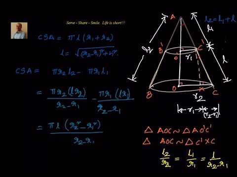 Total Surface area of frustum of a cone: Derivation
