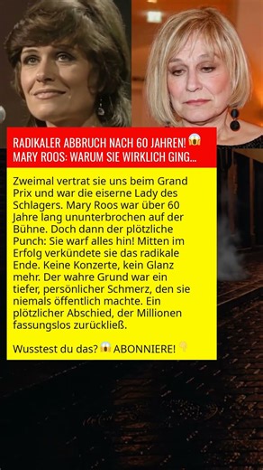 RADIKALER ABBRUCH NACH 60 JAHREN! 😱 MARY ROOS: WARUM SIE WIRKLICH GING...Длительность #nostalgie