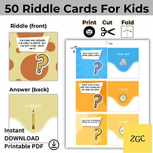 Fun Riddle Cards for Kids | Printable Brain Teasers | Educational Game | PDF