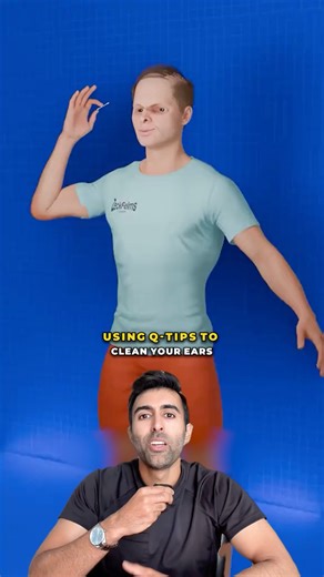 Kunal Sood, MD on Instagram: "Do you use Q-tips to clean your ears? Using Q-tips to clean your ears might feel satisfying, but it can actually make things worse. The ear cleans itself, and pushing a swab inside can drive wax deeper, leading to blockage, pain, or infection. Earwax also protects your ear canal, so removing it too often can do more harm than good. 👂 Leave wax alone unless it’s causing symptoms 💧 Use ear drops to soften wax if needed 🏥 See a doctor for safe removal Follow @doctor