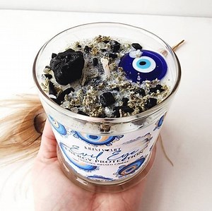 EVIL EYE PROTECTION Candle for Negative Energy Removal With Healing Crystal Candle Hand-poured Scented Gemstone Candle Witchcraft Candles - Etsy