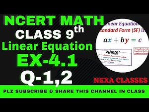 Ex-4.1 Q-1,2 | Chapter 4 | Linear Equation | Class 9th NCERT Math |