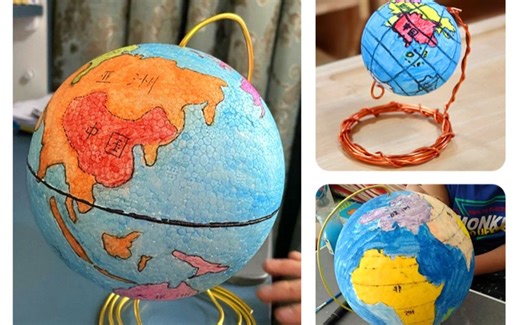 地球仪教程下 地球仪手工制作材料包学生用初中地理初一自制地球模型立体摆件