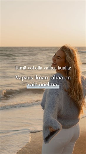 Suomen #01 Verkkokurssien Lanseerausvalmentaja💶 on Instagram: "Kuulen tämän usein: "Iida, mä en halua rahaa. Mä haluan vapautta." Ja ymmärrän. Raha ei ole se päämäärä. Se ei ole se, miksi heräät aamulla. Mutta tässä on totuus, joka on monelle vaikea niellä: 👉🏼 Vapaus ilman rahaa on vain unelma. Jos haluat päättää, missä asut ja milloin työskentelet. Jos haluat paeta talven pimeyttä Espanjaan. Jos haluat viettää enemmän aikaa läheistesi kanssa. Jos haluat tehdä töitä 6 tuntia päivässä neljänä