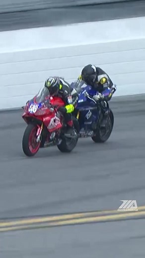 Rodio Racing HSBK Racing Aprilia rider Anthony Mazziotto emerged mostly unscathed from a hair-raising moment on the Daytona banking in Twins Cup race one. Despite getting too close to the wall, riding partially up the wall, and then making contact with two other riders, Mazziotto finished third. #motorsport #motorcycle #racing | MotoAmerica