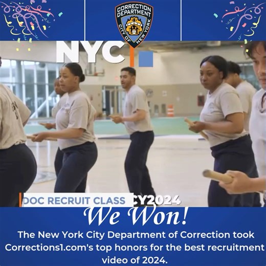 On this #FeelGoodFriday, the New York City Department of Correction is proud to share that we took home Corrections1.com's top honors for the best recruitment video of 2024. The video features #NYCDOC Recruits going through their training under the expert guidance of our Division of Training and Development leaders. The Recruits also share their personal and professional growth coming through the Academy and entering The Boldest workforce. Thank you to all those who supported the production of t
