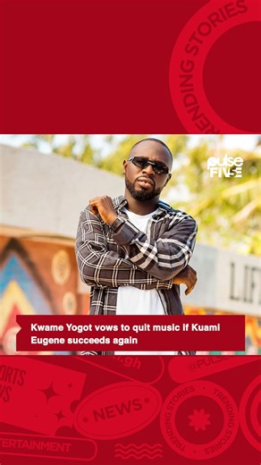Kwame Yogot vows to quit music if Kuami Eugene succeeds again Watch the full video on our YouTube channel: https://youtu.be/gqgL0bvajqY?si=s5LQ-KRueKCODPK2 #PulseIn5 | Pulse Ghana