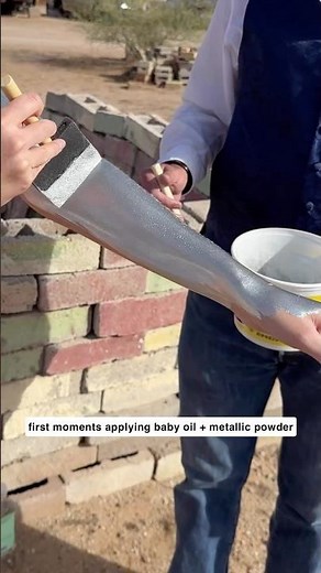 silver full body paint first moments applying #bodypaint #metallicmakeup