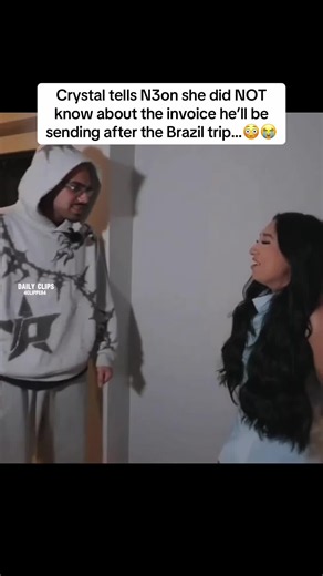 Crystal tells N3on she did NOT know about the invoice he’ll be sending after the Brazil trip…😳😭 | #crystalizaguirre #n3on