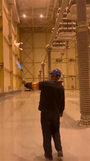 Information Under A Minute on Instagram: "Ultra High Voltage Ion Detection Why do ultra-high voltage power grid workers use a blowtorch to inspect their surroundings? In high-voltage converter stations, regular inspections are necessary. If there’s a voltage leak, it creates ionized air discharges around the area. This flow of current in the air can change the direction of a flame. So, by observing how the blowtorch flame behaves, electrical workers can detect leaks or faults in the power grid."