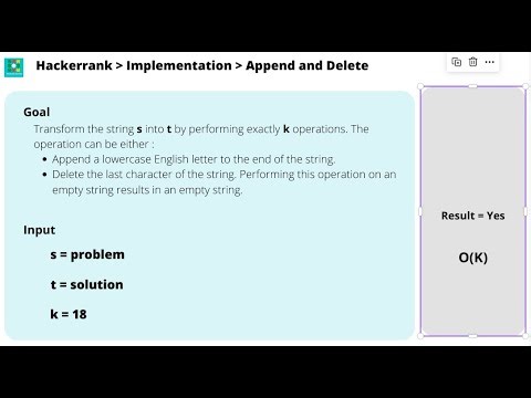 HackerRank : Append and Delete