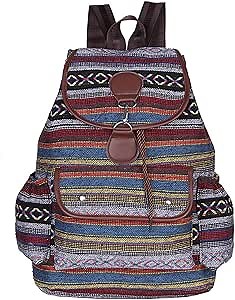 Women's Fashion Oxford Cloth Backpack Large Retro Bookbag Casual Multipurpose Daypack Lightweight Travel Shoulder Bag (D/Color)