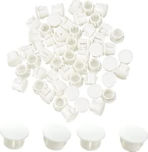 3/8 In/10 mm Plastic Hole Plugs, White Screw Hole Cover Flush Type Snap in Locking Panel Tube Plug Knockout Seal Steel Furniture Cabinet Fencing Post Pipe Insert End Caps, 60PCS