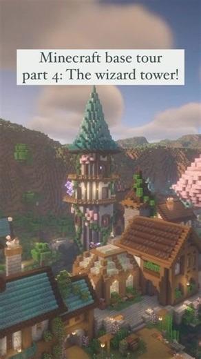 Capuchinbird • Minecraft builds and inspiration! on Instagram: "he wizards tower  You can find the full minecraft base tour on my yt! I built this building to have a cool vantage point of my little town when you come through the nether portal! It was also my bedroom zzz This build is one of my favorite i’ve ever done in survival! It is way bugger than how I normally build!  Follow for more minecraft ideas and build inspiration 栗 Full video on yt 懶 Save for later"