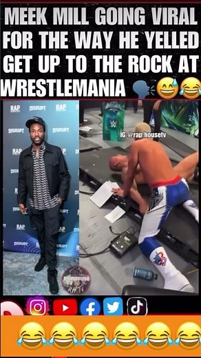 Meek Mill Going Viral For The Way Yelled “Get Up” at The Rock during wrestle-mania