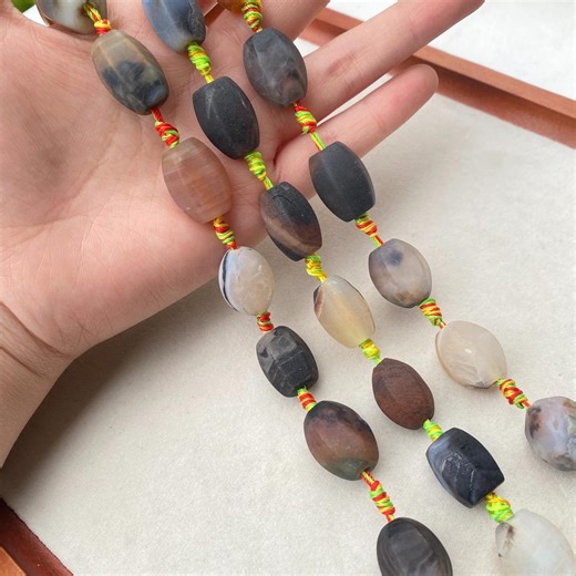 Natural Black Grey Banded Agate Matte Barrel Beads Designer Necklace Strand Boho Rustic Style Jewelry Making DIY - Etsy