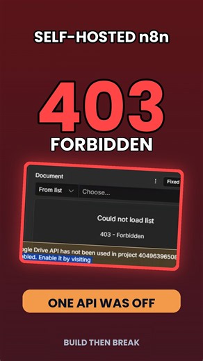 Self-Hosted n8n Said 403 Forbidden. One API Was Off.