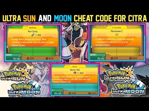Pokemon Ultra Sun Cheat Code Unlimited Rare Candy And Master Ball ||