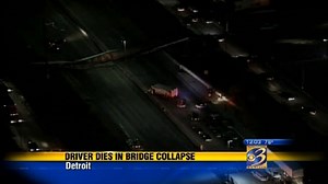 Pedestrian bridge collapses onto Detroit freeway