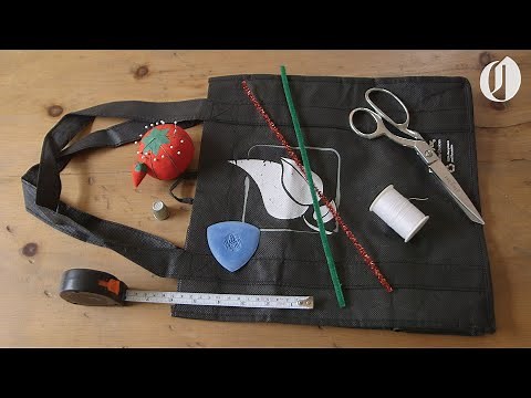 How to make a face mask using a reusable grocery bag and pipe cleaners