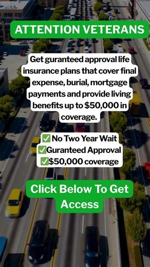🎖 ATTENTION VETERANS!🎖 You qualify for: ✅ FULL COVERAGE: Up to $50,000 for complete peace of mind on final expenses. ✅ EASY ENROLLMENT: Guaranteed approval with over 100 carriers, no medical exams required. ✅ PRE-EXISTING CONDITIONS ACCEPTED: Get covered regardless of your health history. ✅ STABLE RATES: Your premiums will never increase, and your benefits will never decrease. ✅ KEEP YOUR CURRENT COVERAGE: You can keep existing policies and boost your coverage. Click below to check your eligib
