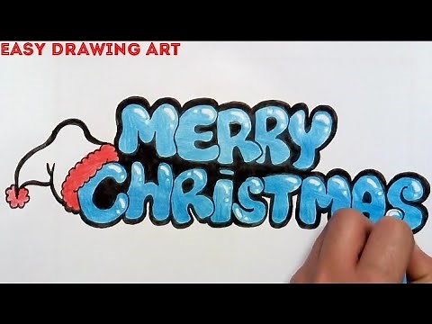 how to write Merry Christmas in bubble letters || how to make Christmas day greeting card drawing