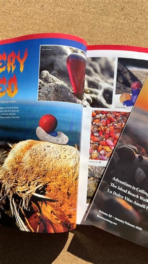 The latest issue of Beachcombing is hot off the press and we’re in love with the fiery red cover by Tarah Nicole @transformedbylakemichigan ✨🌊 Subscriber copies are in the mail, so be on the lookout for your magazine! Grab a copy for yourself or give a gift to your favorite beach buddy. Get 10% off through December 15th on everything in the beachcombing.com shop. | Beachcombing Magazine