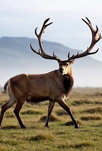 The Irish elk (Megaloceros giganteus) was a giant species of deer that lived during the Late Pleistocene, around 400,000 to 8,000 years ago. Despite its name, it was not exclusive to Ireland—it ranged across Europe and parts of Asia. It was famous for its enormous antlers, which could span up to 3.5 meters (11 feet), making them the largest of any known deer species. Adults could stand about 2.1 meters (7 feet) tall at the shoulders. The Irish elk was herbivorous, grazing on grasses and shrubs,