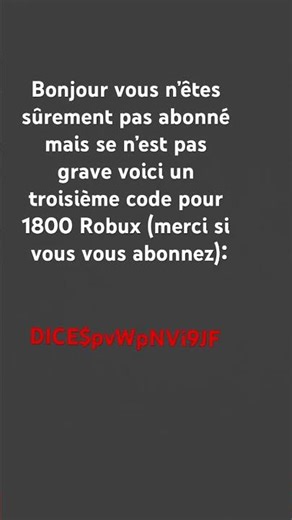 Code pour 1800 Robux