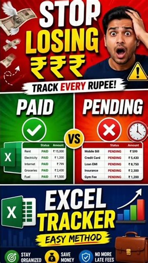 Never Miss a Payment Again! Excel Paid vs Pending Tracker (₹ Budget) | With Sandy
