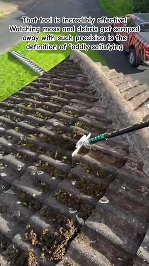 Essential roof maintenance: How to properly remove moss. #RoofCleaning #MossRemoval #OddlySatisfying