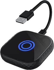 2-in-1 Wireless CarPlay Adapter & Android Auto Adapter, 2024 Upgrade Wireless CP/AA Adapter, Plug & Play Dongle for Factory OEM Wired CarPlay Cars, Online Update for Apple iOS 8/Android 11 or Above