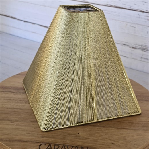MCM Gold Metallic Thread Lamp Shade | Square Tapered Accent Lighting - Etsy