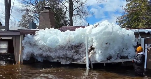 Large chunks of ice crashing into northern Michigan homes