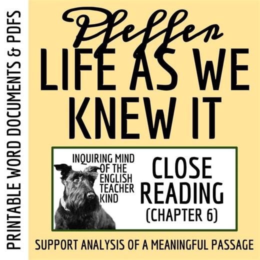 Life As We Knew It Chapter 6 Critical Reading Worksheet | Literary Analysis