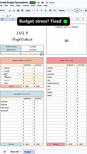 The Budget Template You'll Actually Use No complicated stuff. Just a clean, simple spreadsheet to organize your finances instantly. #budget #finance #spreadsheet #google sheets #fyp