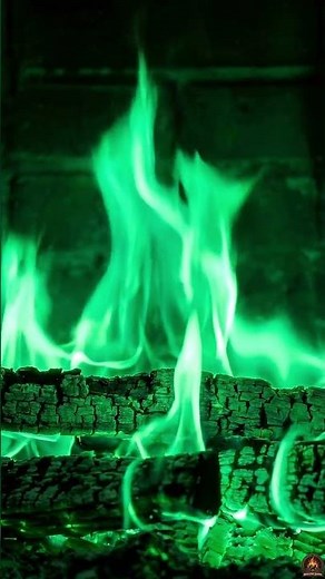 Green Fireplace 🔥 Crackling Fire Sounds #shorts