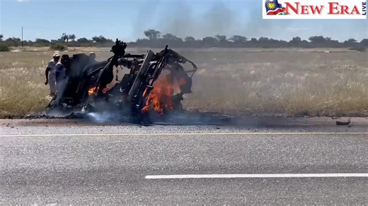 B2 crash… Five people have died, including a six-month-old baby, after two vehicles collided yesterday afternoon on the B2 road between Karibib and Okahandja. The accident took place about 50km from Karibib. A red Nissan Sanny collided head-on with a white Jetta. The Nissan caught fire, killing Eddie and Linda van der Merwe, as well as Fritz Brandt. The Jetta overturned, killing Naftalie Ricky Brukeni at the scene, while the baby later died at the Karibib clinic. Three other occupants of the Jet