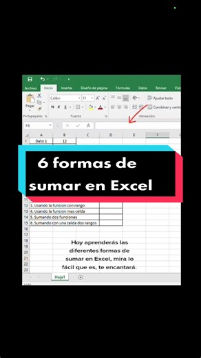 6 formas de sumar en Excel #excel #oficina #excelpro #exceltips