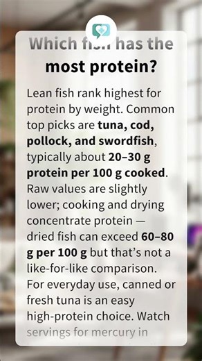Which fish has the most protein?