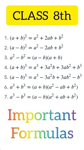 🎯 Class 8 Maths 💡Exam Formulas 🔥 Don’t Skip! #maths #trending #viral #shorts🧠 #mathstricks #iqtest