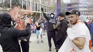 655K views · 7K reactions | A man who kicked out at police and shouted "my country" during violent disorder in Sunderland has been jailed for over four years. John Kirtley, seen draped in and England flag, was sentenced at Newcastle Crown Court today. Read more here: https://www.itv.com/news/tyne-tees/2025-02-27/man-jailed-after-kicking-out-at-police-during-sunderland-violent-disorder | ITV Tyne Tees | Facebook