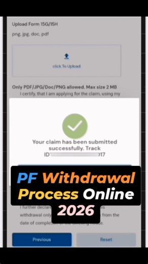 Parmod Kumar on Instagram: "PF Withdrawal In Few Minutes! Save & Share It ✅ How To Withdraw PF Online In 2026? To withdraw PF using the UMANG app, log in, find EPFO services, select 'Employee Centric' then 'Raise Claim', enter your UAN, verify with Aadhaar OTP, choose your withdrawal type (Form 31 for advance, 19 for final, 10C for pension), fill details, and submit to track your claim, with processing usually taking 7-20 days for funds to appear in your bank account. Before you start: Ensure yo
