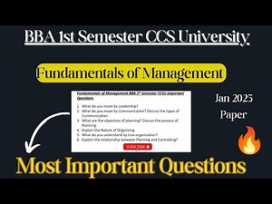 Important questions of Fundamentals of Management BBA #ccsu #bba #exampreparation