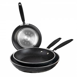 Granitestone Diamond Nonstick Frying Pan Set Piece 8" 10" 12" Triple Coated Mineral & Diamond Frying Pans, Skillets Cooking Pan Induction Oven Safe Black